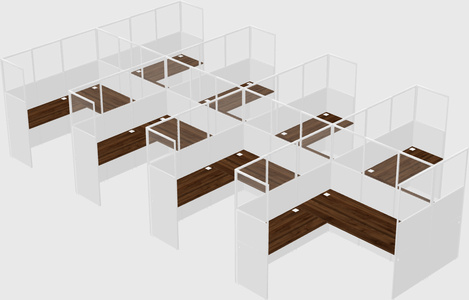Shared l-shaped cubicle