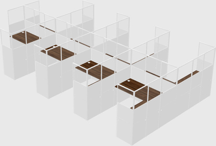 Shared l-shaped cubicle