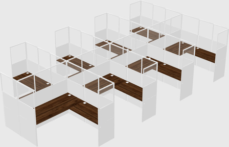 Shared l-shaped cubicle