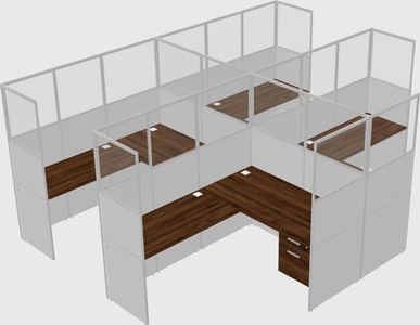 Shared l-shaped cubicle