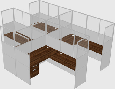 Shared l-shaped cubicle