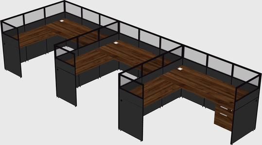 Shared l-shaped cubicle