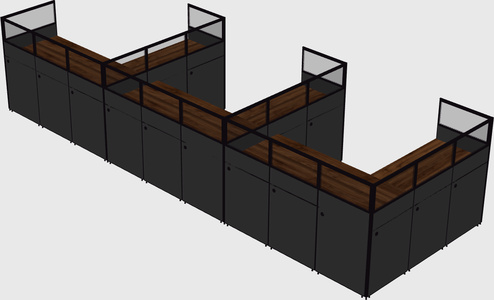 Shared l-shaped cubicle
