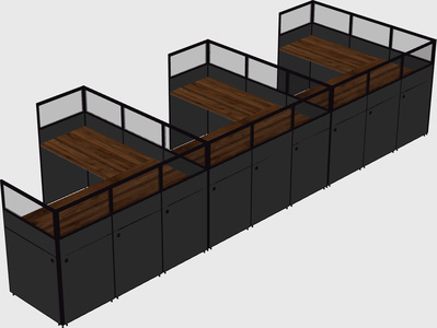 Shared l-shaped cubicle