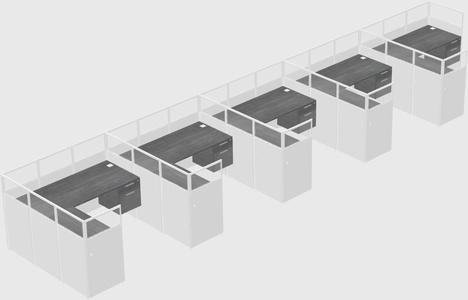 Shared l-shaped cubicle