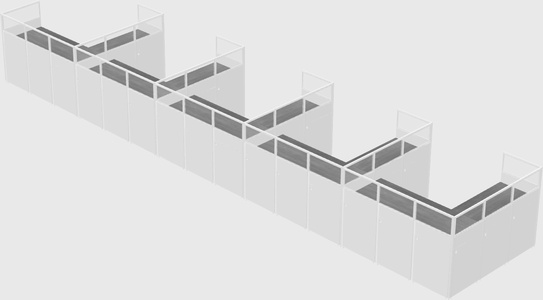 Shared l-shaped cubicle