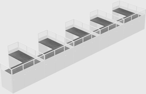 Shared l-shaped cubicle