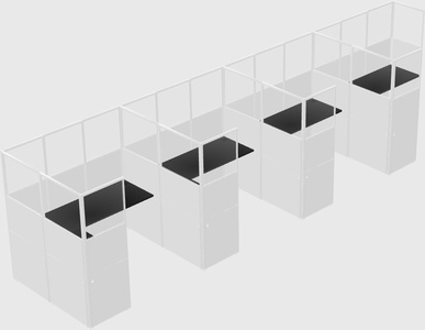 Shared l-shaped cubicle