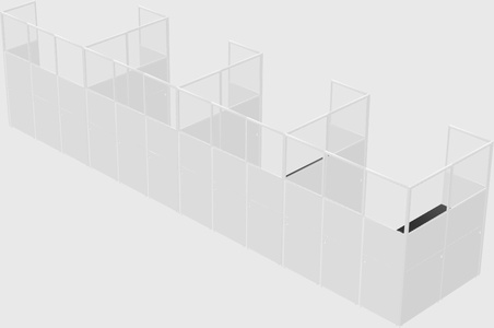 Shared l-shaped cubicle