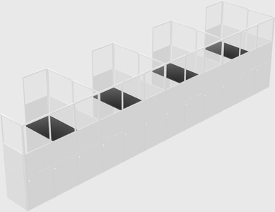 Shared l-shaped cubicle