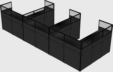 Shared l-shaped cubicle