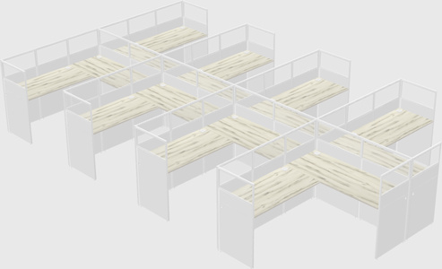 Shared l-shaped cubicle