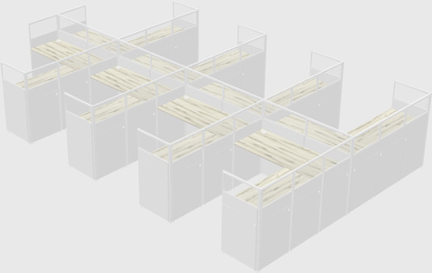 Shared l-shaped cubicle