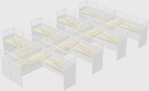Shared l-shaped cubicle