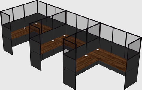 Shared l-shaped cubicle