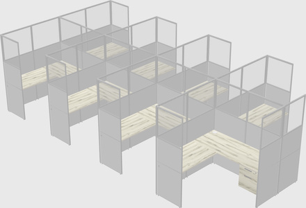 Shared l-shaped cubicle