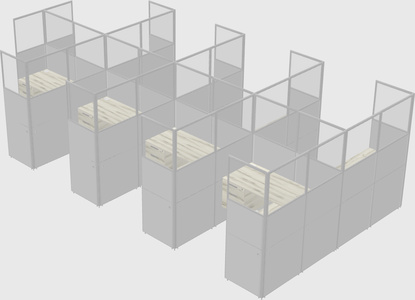 Shared l-shaped cubicle