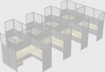 Shared l-shaped cubicle