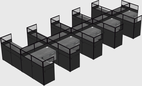Shared l-shaped cubicle