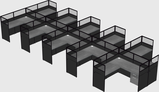 Shared l-shaped cubicle