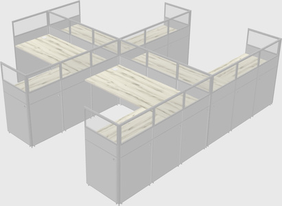 Shared l-shaped cubicle