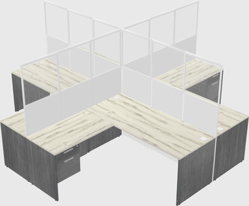 Shared l-shaped cubicles
