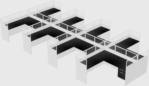 Shared l-shaped cubicle
