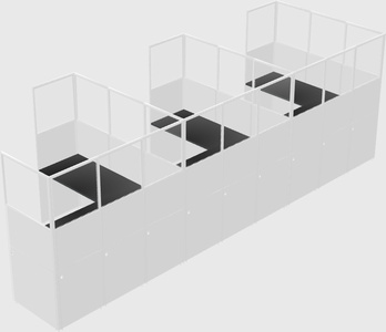 Shared l-shaped cubicle