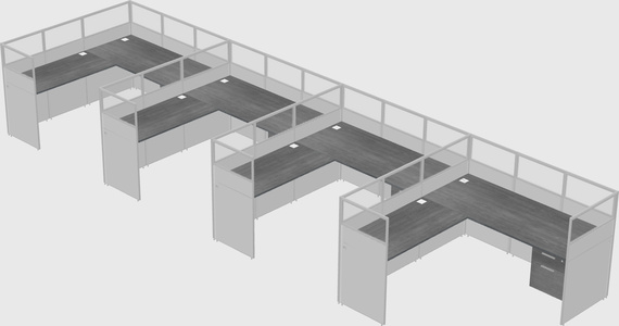 Shared l-shaped cubicle