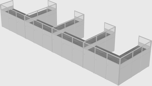 Shared l-shaped cubicle