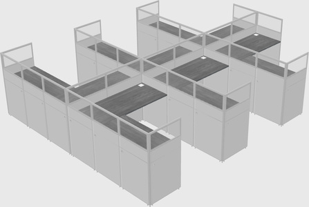 Shared l-shaped cubicle