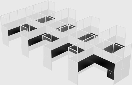 Shared l-shaped cubicle
