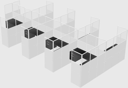 Shared l-shaped cubicle
