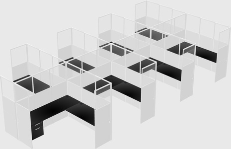 Shared l-shaped cubicle