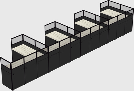 Shared l-shaped cubicle