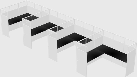 Shared l-shaped cubicle