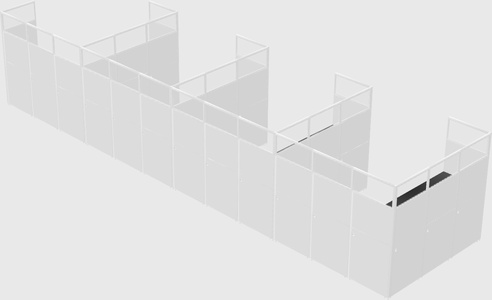 Shared l-shaped cubicle