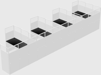 Shared l-shaped cubicle