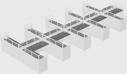 Shared l-shaped cubicle