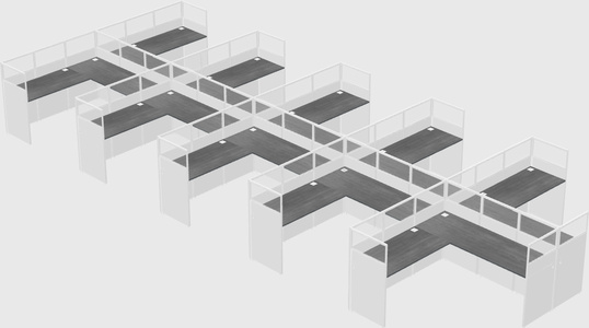 Shared l-shaped cubicle