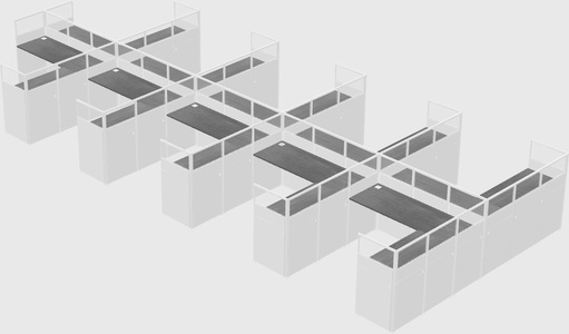 Shared l-shaped cubicle