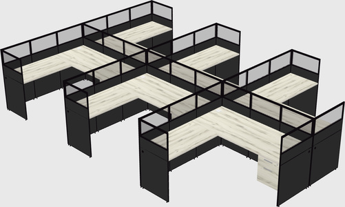 Shared l-shaped cubicle