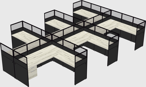 Shared l-shaped cubicle