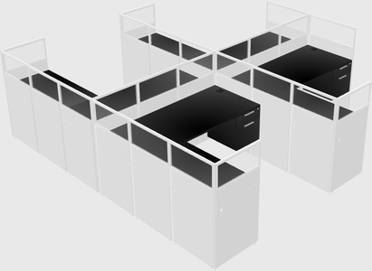 Shared l-shaped cubicle