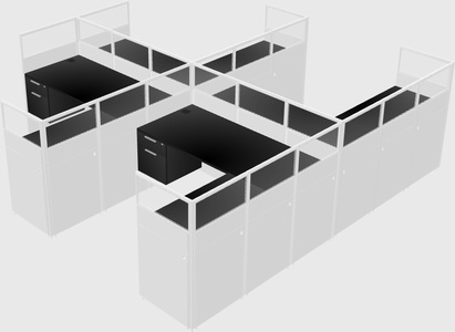 Shared l-shaped cubicle