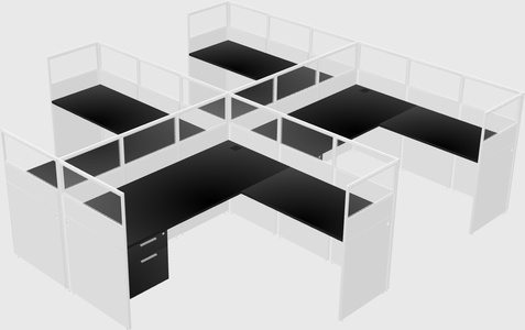 Shared l-shaped cubicle