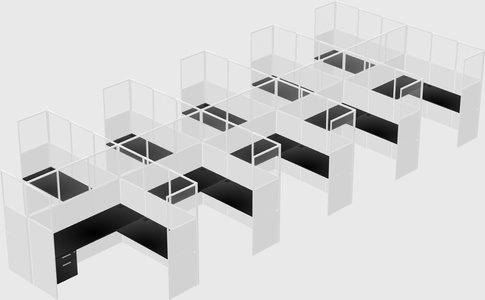 Shared l-shaped cubicle