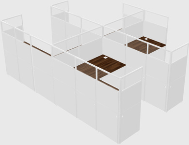 Shared l-shaped cubicle
