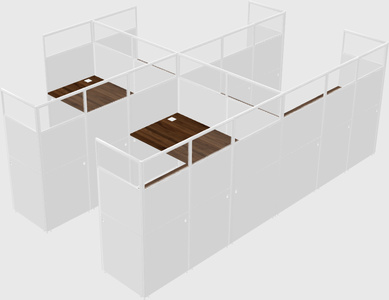 Shared l-shaped cubicle