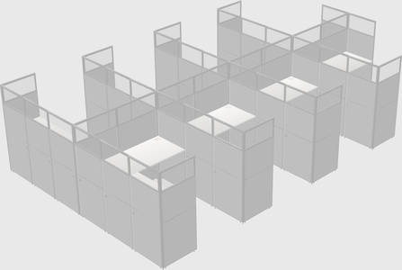 Shared l-shaped cubicle